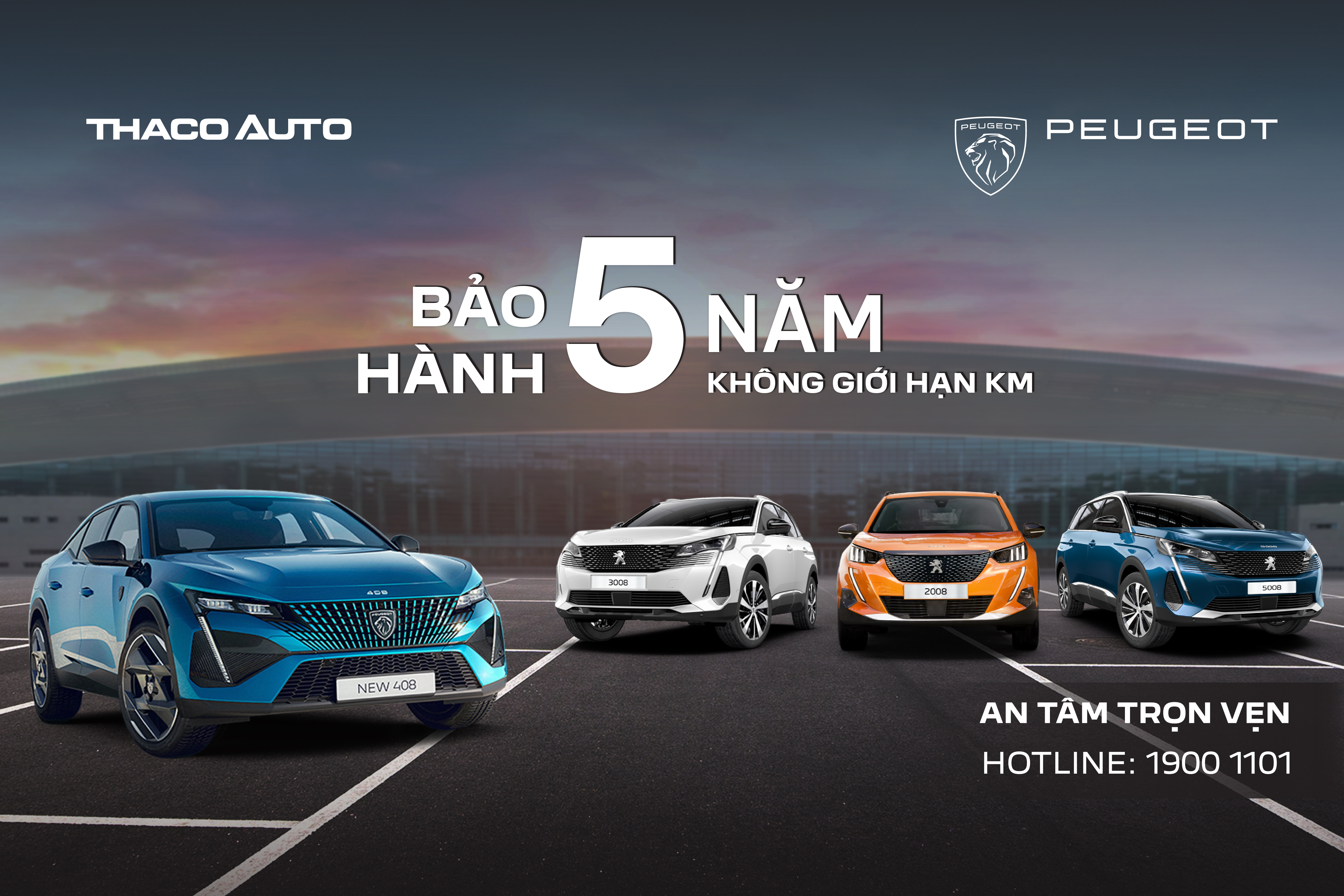 THACO AUTO áp dụng chính sách bảo hành “5 NĂM KHÔNG GIỚI HẠN KILOMET” cho xe Peugeot